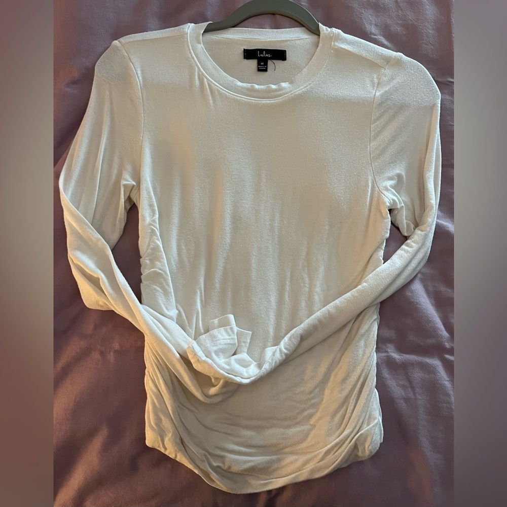 Lulu's Classic White Long Sleeve Top